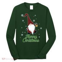 Merry Christmas Plaid Garden Gnome Long Sleeve Shirt thumb 0
