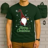 Merry Christmas Plaid Garden Gnome T-Shirt thumb 6