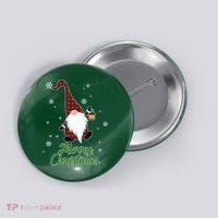 Merry Christmas Plaid Garden Gnome Button thumb 0