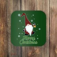 Merry Christmas Plaid Garden Gnome Coaster thumb 0