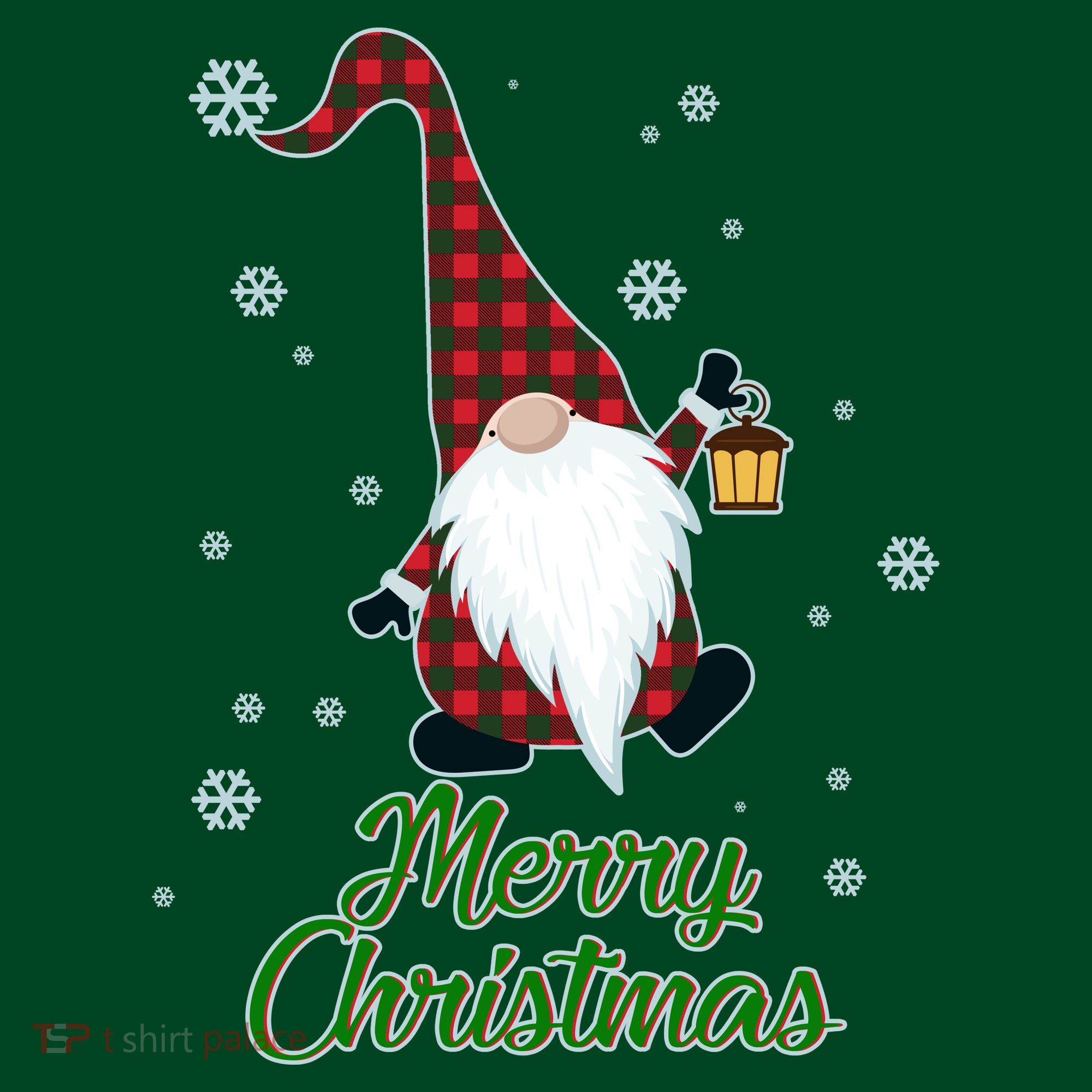 Merry Christmas Plaid Garden Gnome Coaster