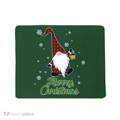 Merry Christmas Plaid Garden Gnome Mousepad