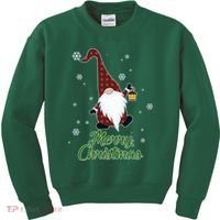 Merry Christmas Plaid Garden Gnome Kids Sweatshirt thumb 0