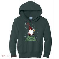 Merry Christmas Plaid Garden Gnome Kids Hoodie thumb 0