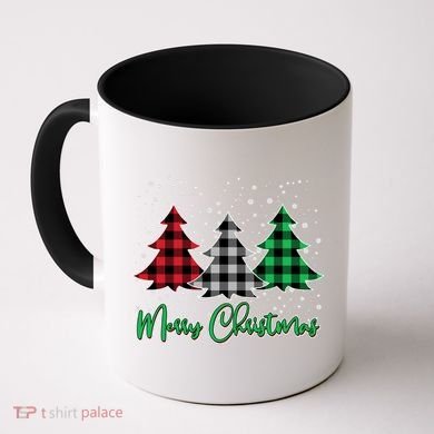 Merry Christmas Plaid Trees Coffee Mug