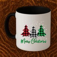 Merry Christmas Plaid Trees Coffee Mug thumb 2