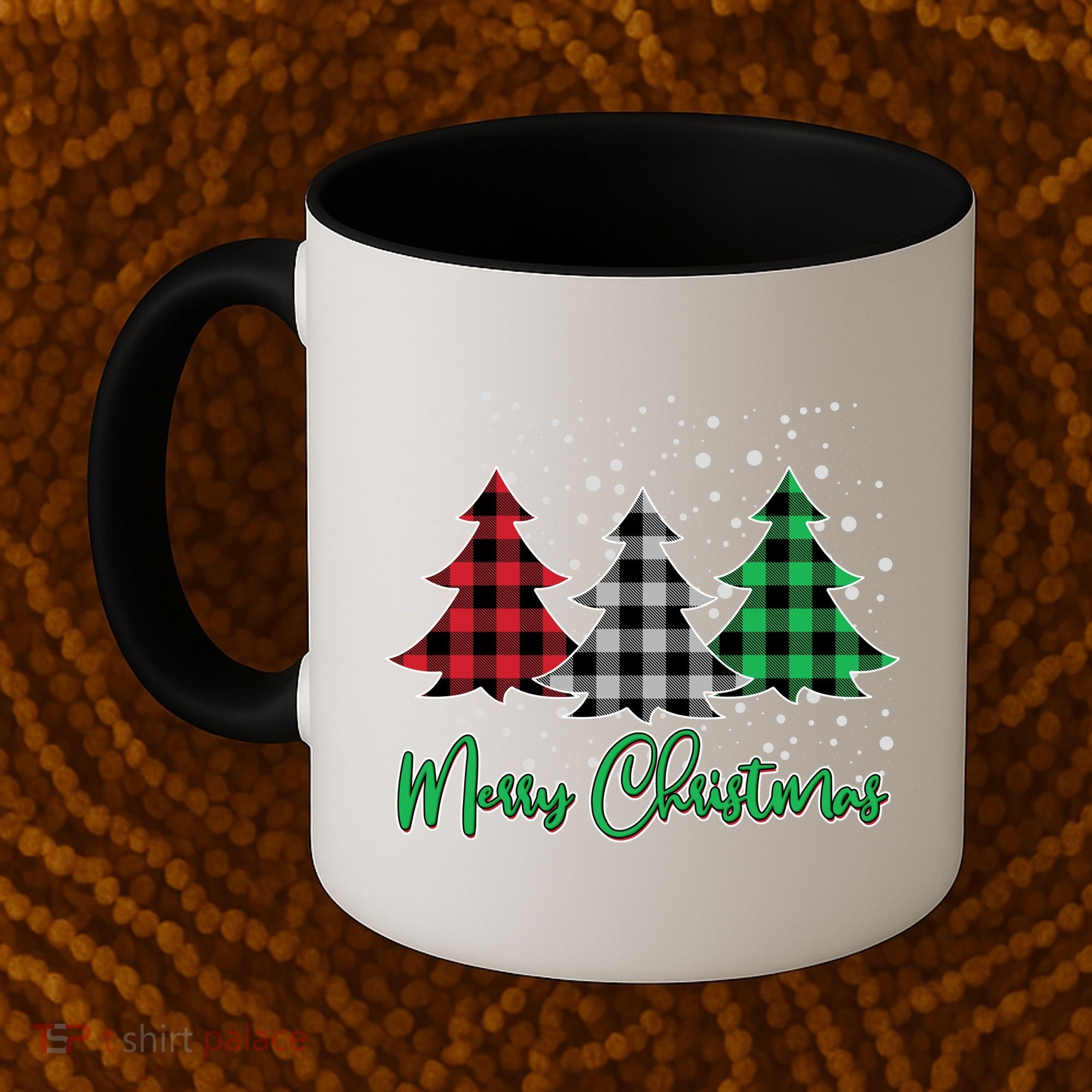 Merry Christmas Plaid Trees Coffee Mug
