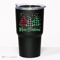 Merry Christmas Plaid Trees Tumbler thumb 0