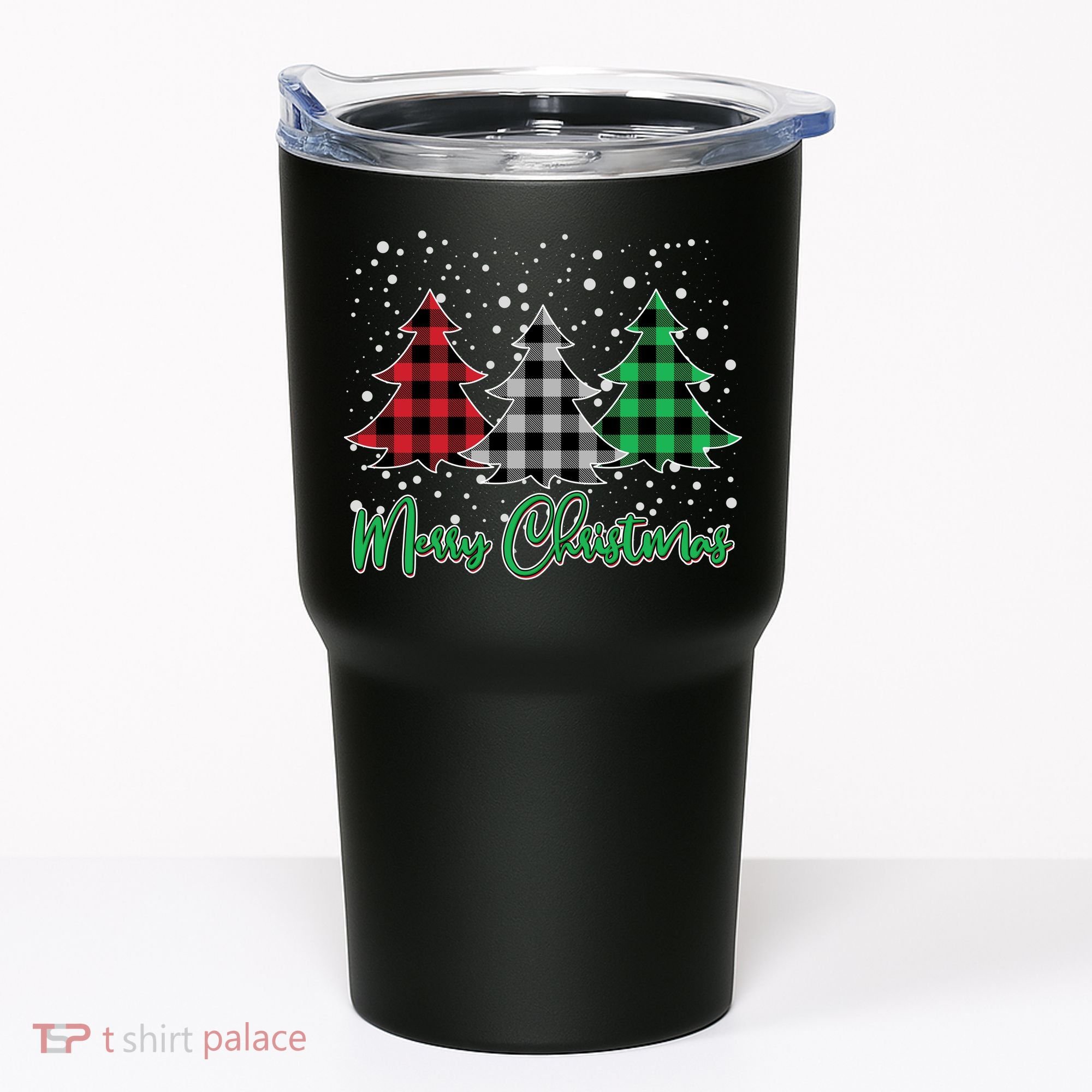 Merry Christmas Plaid Trees Tumbler