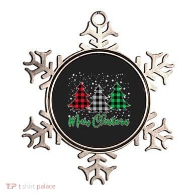 Merry Christmas Plaid Trees Ornament