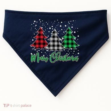 Merry Christmas Plaid Trees USA-Made Doggie Bandana