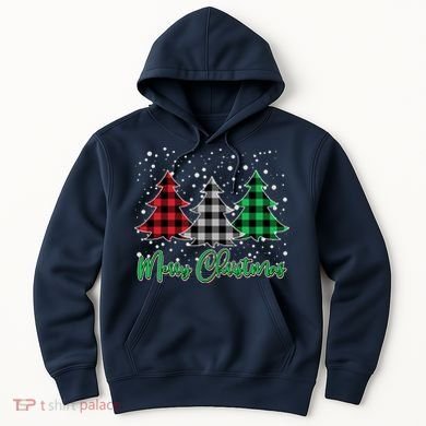 Merry Christmas Plaid Trees Hoodie