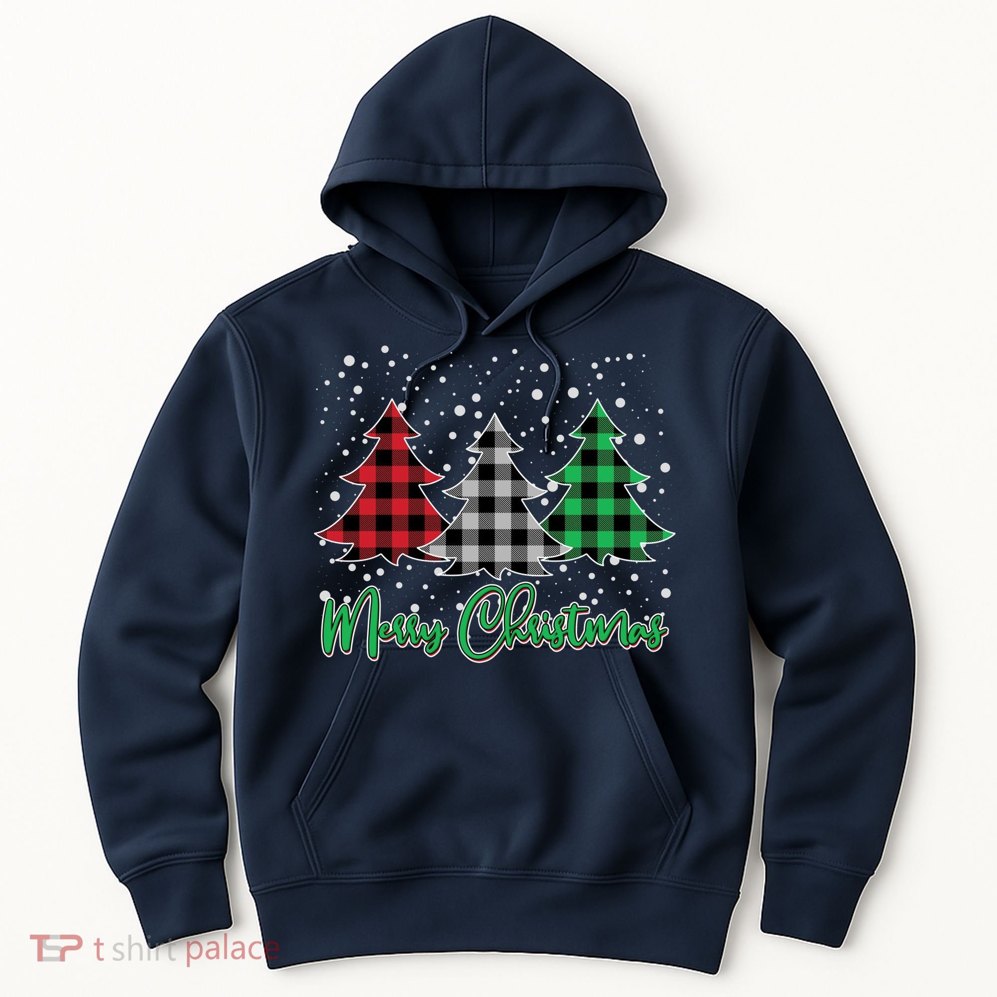 Merry Christmas Plaid Trees Hoodie