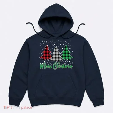 Merry Christmas Plaid Trees Hoodie