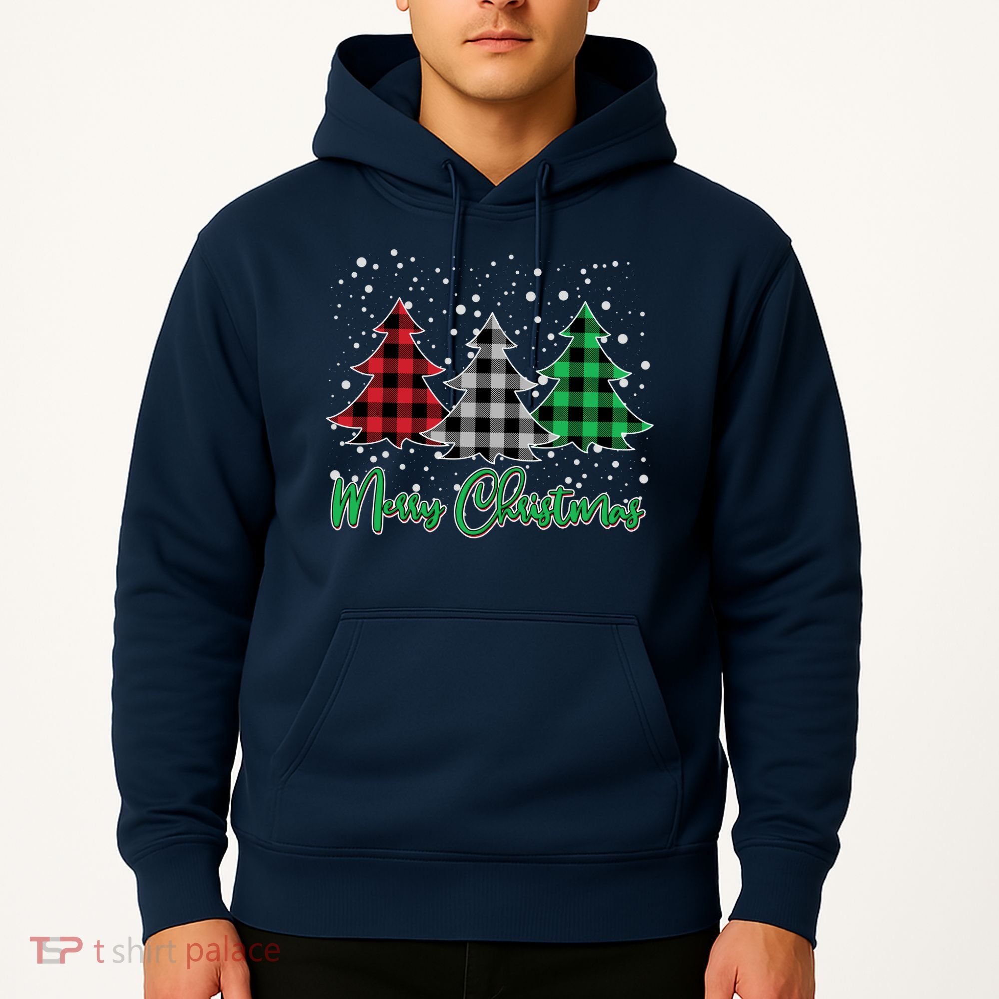 Merry Christmas Plaid Trees Hoodie