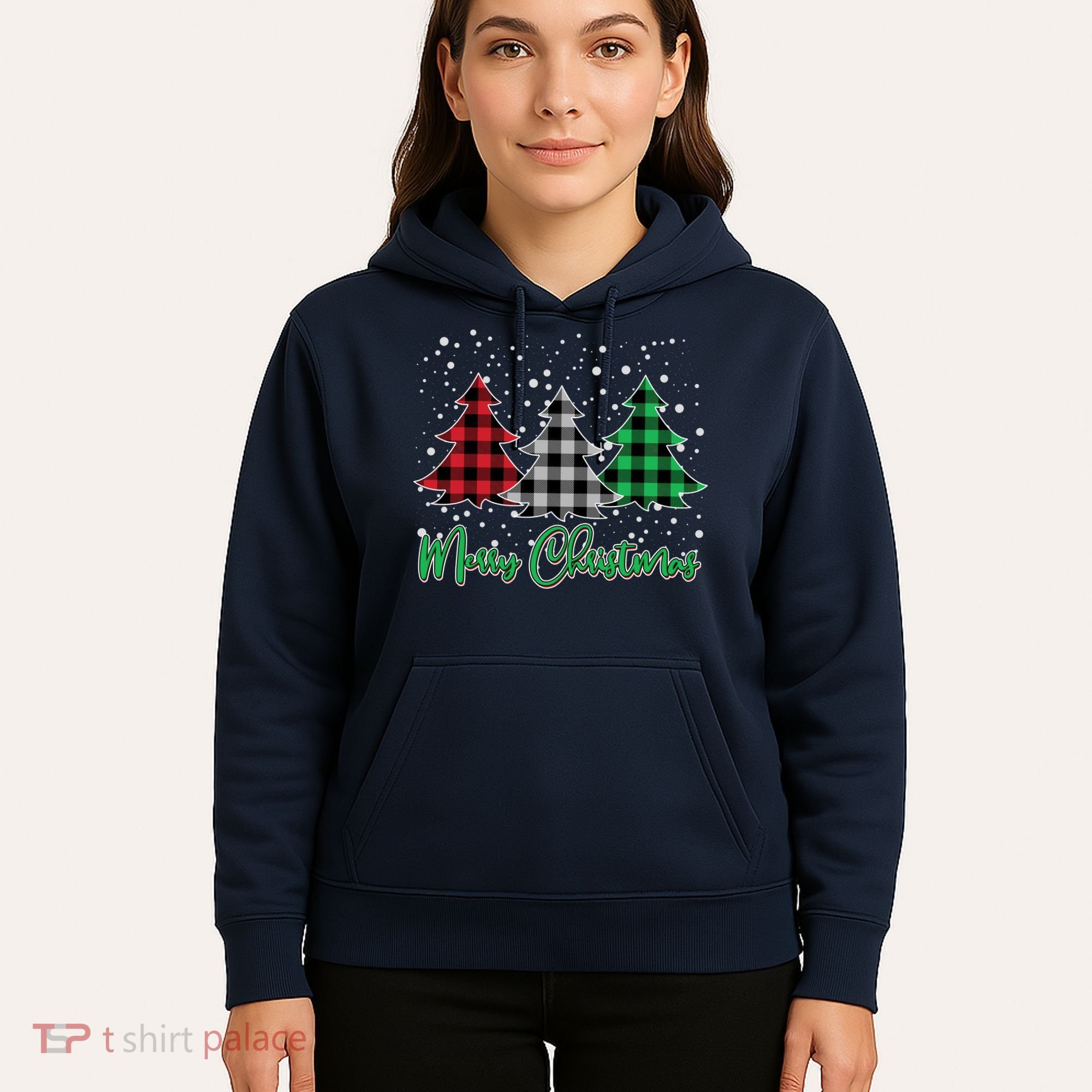 Merry Christmas Plaid Trees Hoodie