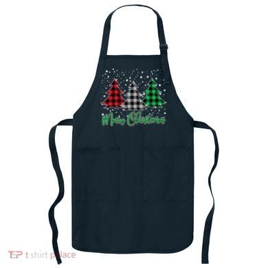 Merry Christmas Plaid Trees Apron