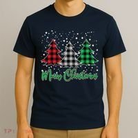 Merry Christmas Plaid Trees T-Shirt thumb 3