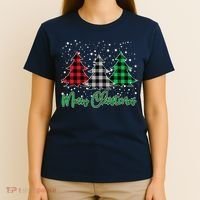 Merry Christmas Plaid Trees T-Shirt thumb 4