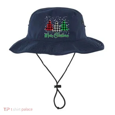 Merry Christmas Plaid Trees Bucket Hat