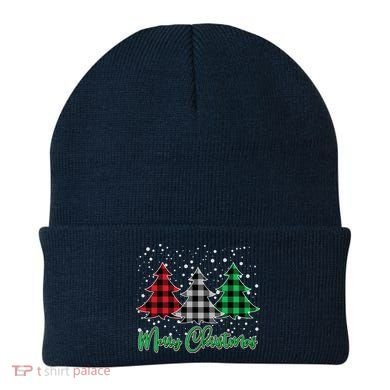 Merry Christmas Plaid Trees Beanie