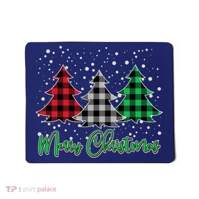 Merry Christmas Plaid Trees Mousepad