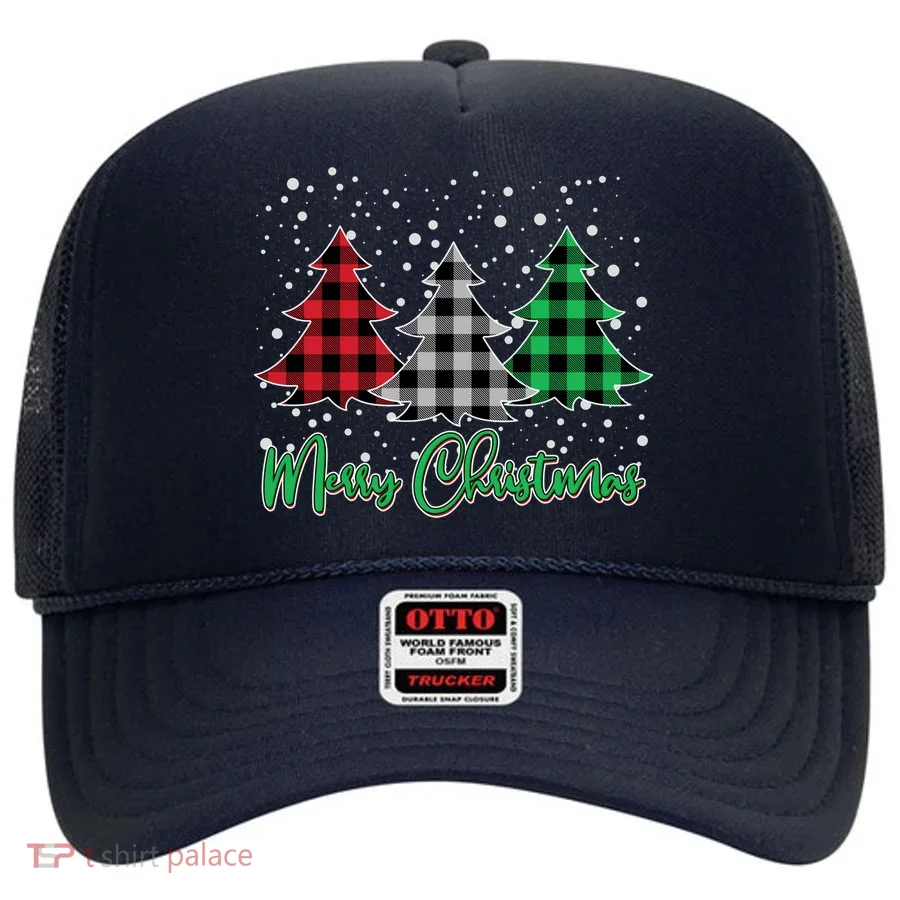 Merry Christmas Plaid Trees Hat