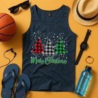 Merry Christmas Plaid Trees Tank Top thumb 4