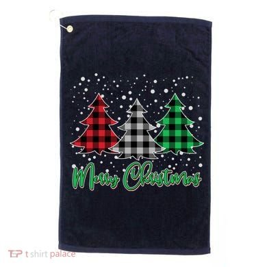 Merry Christmas Plaid Trees Golf Towel