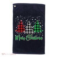 Merry Christmas Plaid Trees Golf Towel thumb 0