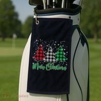 Merry Christmas Plaid Trees Golf Towel thumb 2