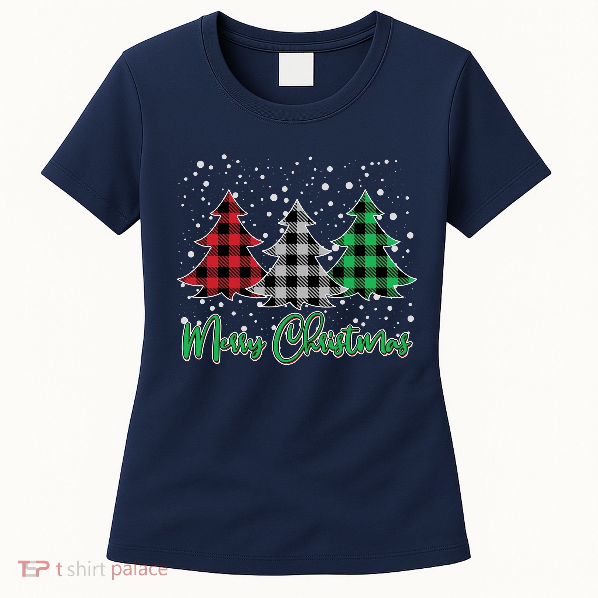 Merry Christmas Plaid Trees Women's T-Shirt