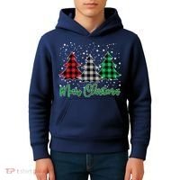 Merry Christmas Plaid Trees Kids Hoodie thumb 4
