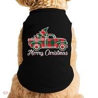Merry Christmas Plaid Truck And Tree Doggie Tank thumb 0
