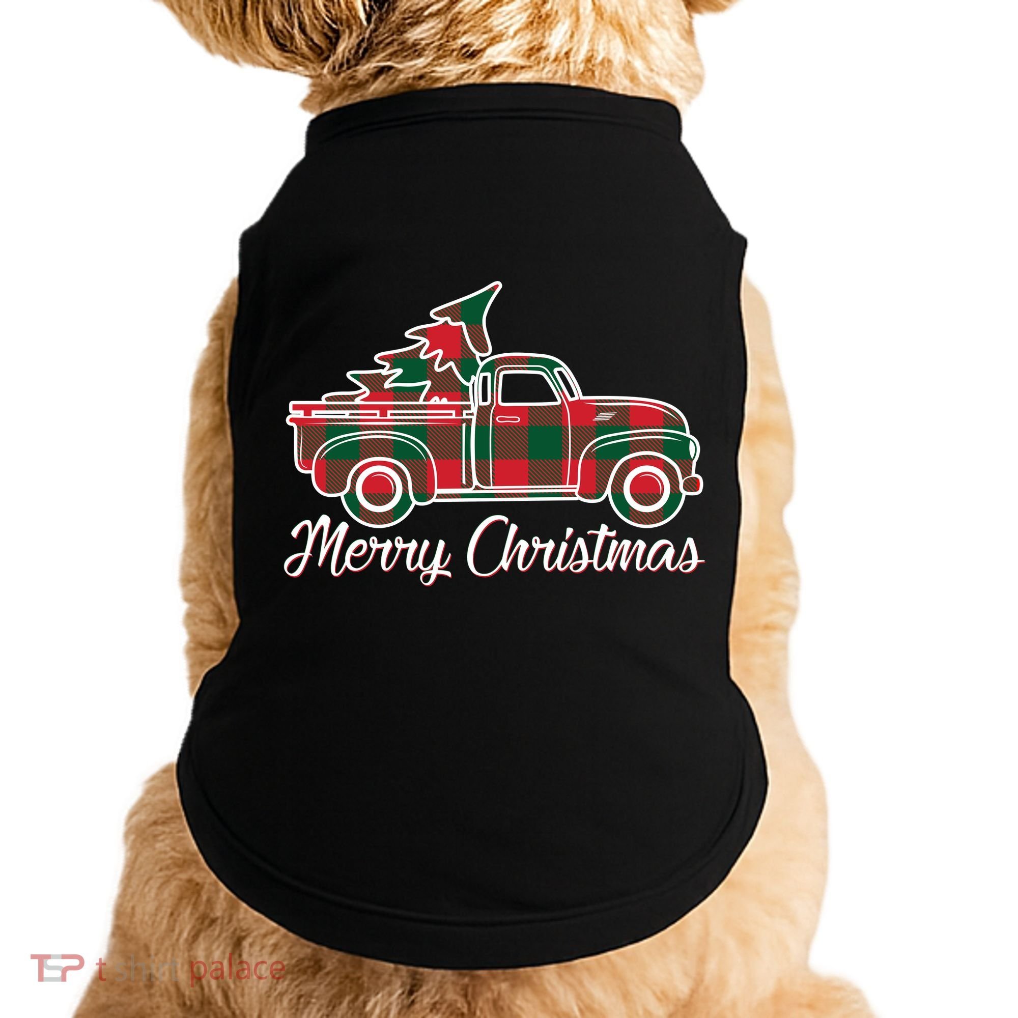 Merry Christmas Plaid Truck And Tree Doggie Tank