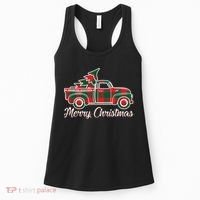 Merry Christmas Plaid Truck And Tree Women's Tank Top thumb 0