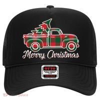 Merry Christmas Plaid Truck And Tree Hat thumb 0