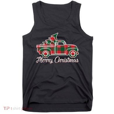 Merry Christmas Plaid Truck And Tree Tank Top