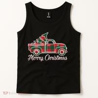 Merry Christmas Plaid Truck And Tree Tank Top thumb 2