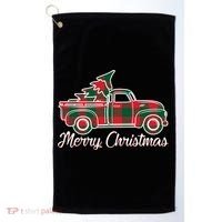 Merry Christmas Plaid Truck And Tree Golf Towel thumb 0