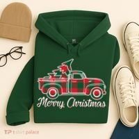 Merry Christmas Plaid Truck And Tree Hoodie thumb 4