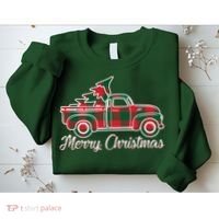 Merry Christmas Plaid Truck And Tree Sweatshirt thumb 2