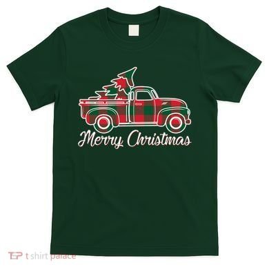 Merry Christmas Plaid Truck And Tree T-Shirt