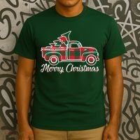 Merry Christmas Plaid Truck And Tree T-Shirt thumb 3