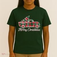 Merry Christmas Plaid Truck And Tree T-Shirt thumb 4