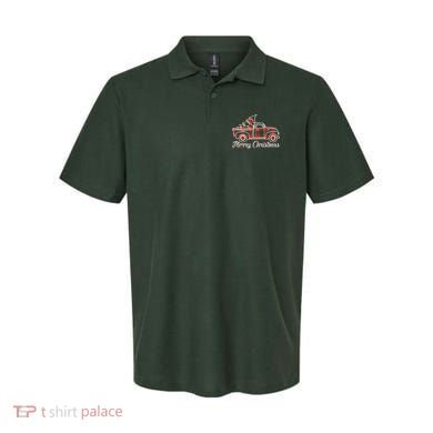 Merry Christmas Plaid Truck And Tree Polo