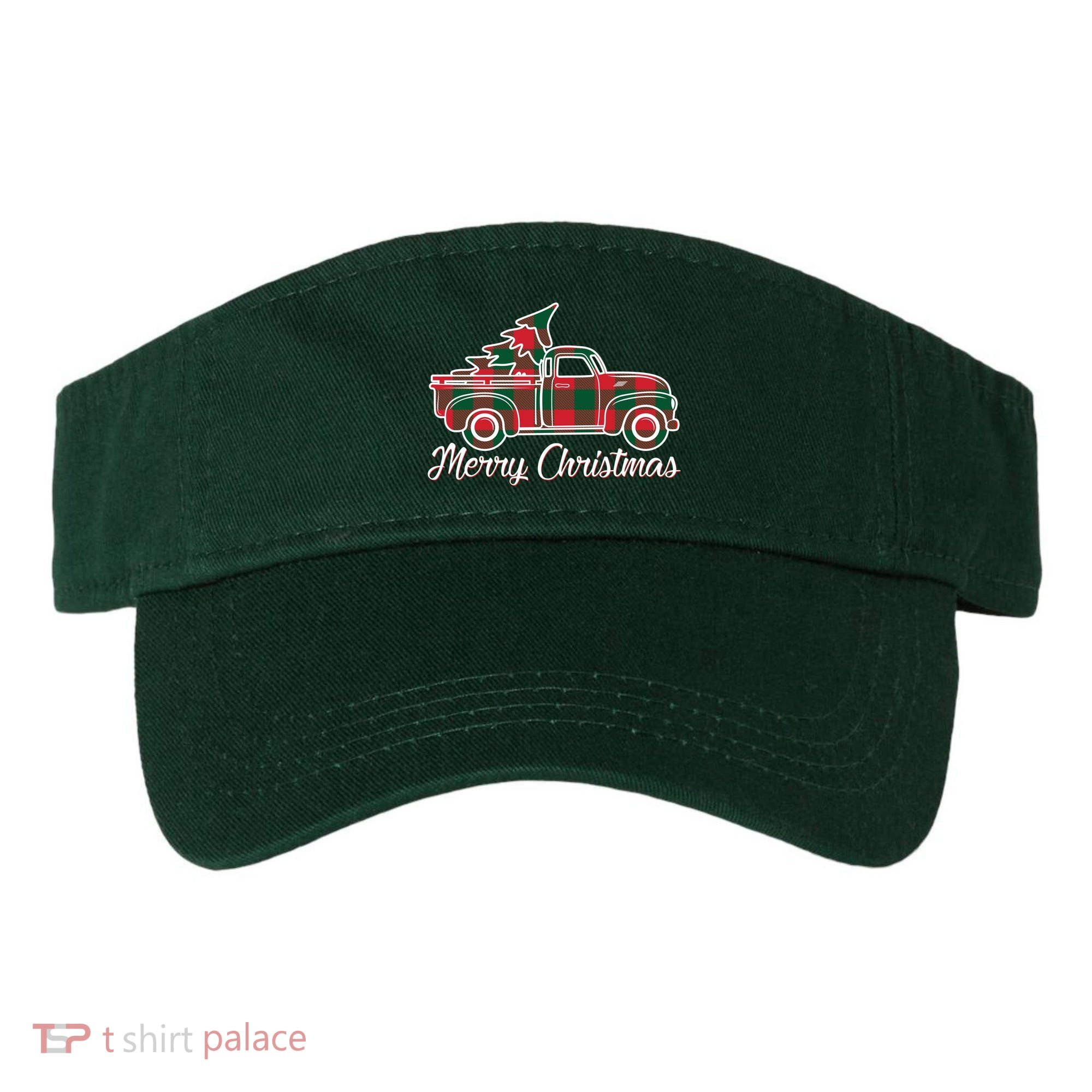 Merry Christmas Plaid Truck And Tree Visor