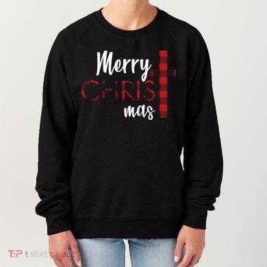 Merry Christmas Plaided Cross Women's Sweatshirt