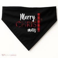 Merry Christmas Plaided Cross USA-Made Doggie Bandana thumb 0