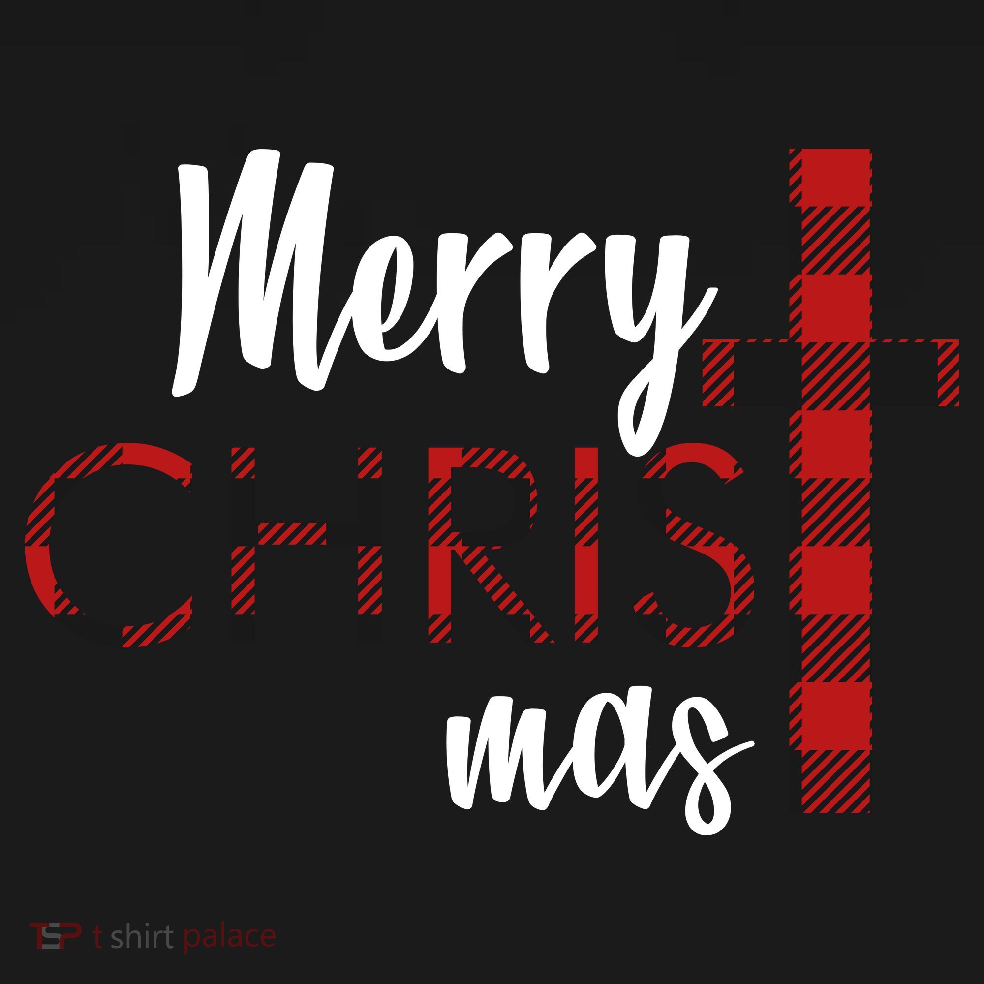 Merry Christmas Plaided Cross USA-Made Doggie Bandana